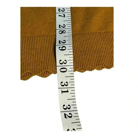 NEW Evolution by Cyrus Women's XS Petite Scallop Edge Open Brown Cardigan NWT - Picture 6 of 8